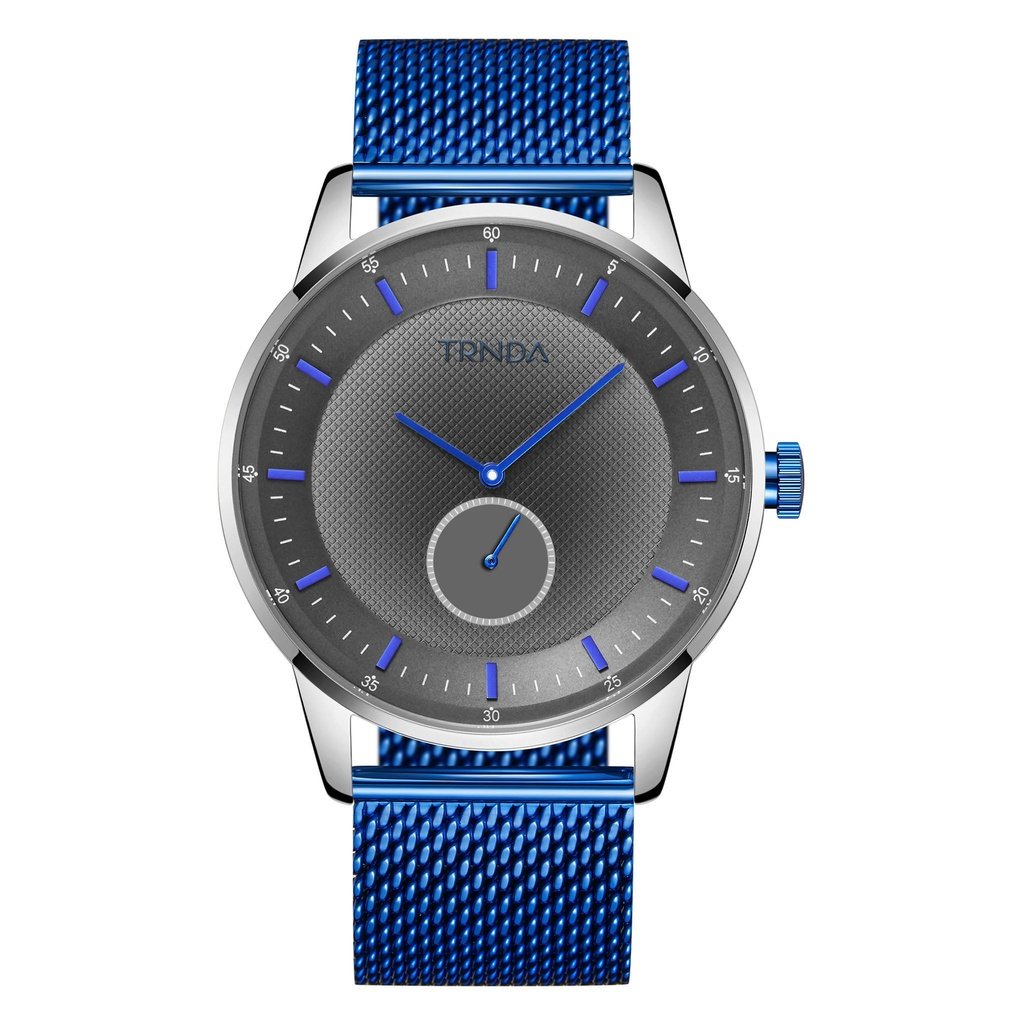 TRNDA Silver Stainless Steel Men's Watch | TR002G5M1 | 43mm, Blue